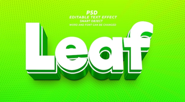 Blatt PSD 3d bearbeitbare Texteffekt-Photoshop-Vorlage
