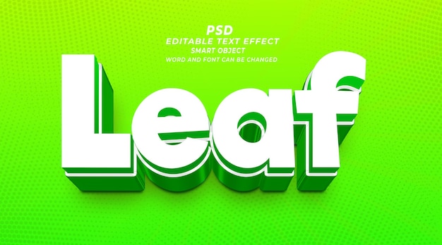 Blatt psd 3d bearbeitbare texteffekt-photoshop-vorlage