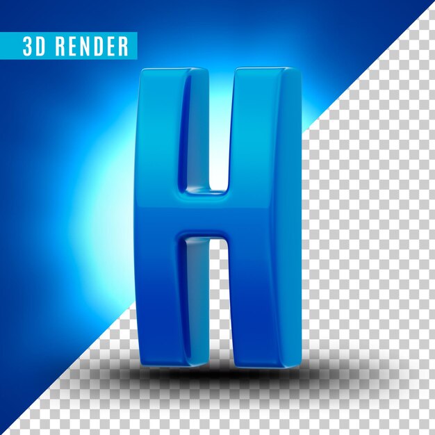 PSD blau glänzendes alphabet mit realistischer metallic-lackierung