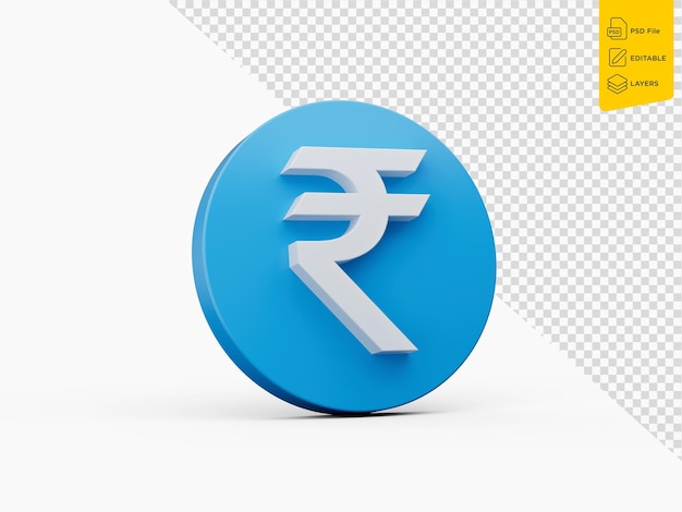 Blau-weißes Indisches Rupie-Währungssymbol auf blauem Hintergrund INR 3D-Illustration