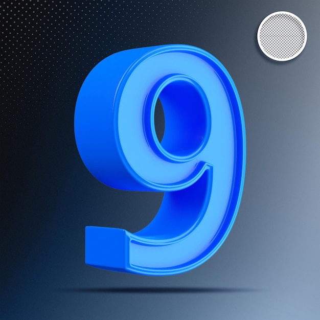Blaue 3D Nummer 9