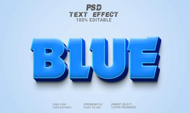 Blaue 3D-Texteffekt-PSD-Datei