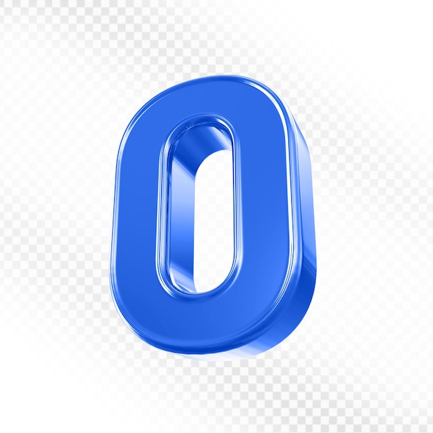 Blaue 3D-Zahl 0