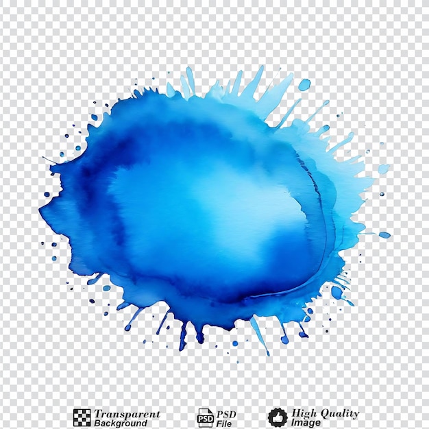 PSD blaue aquarellflecken, die auf durchsichtigem hintergrund isoliert sind