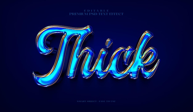 Blaue Beleuchtung goldene bearbeitbare Premium-PSD 3D-Text-Effekt