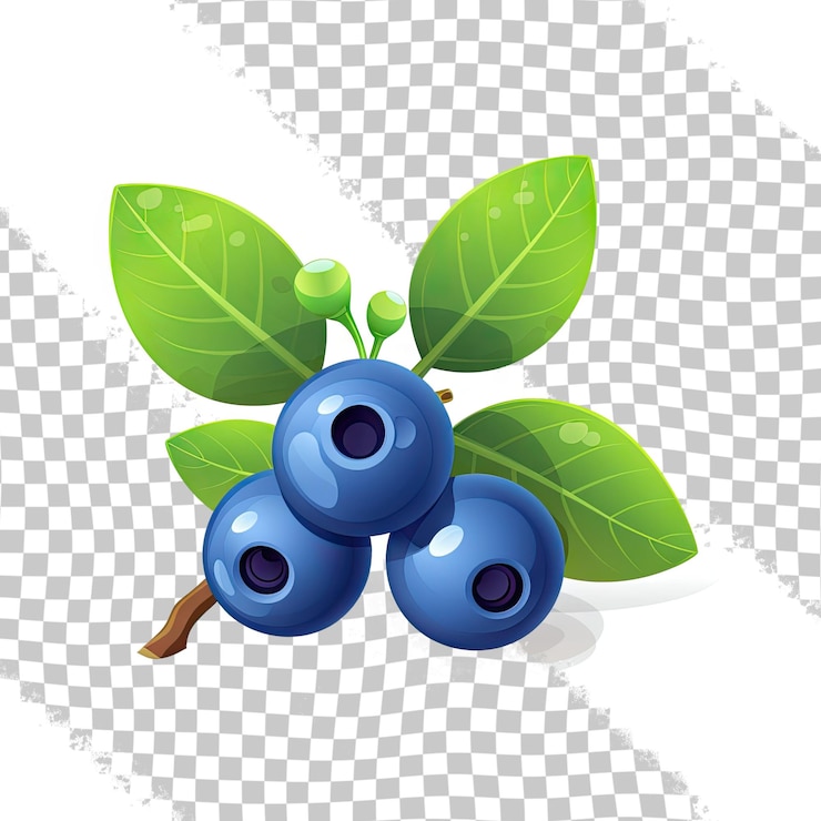 PSD blaue chokeberry-beere flache ikone mit inschrift rasterversion illustration isoliert auf transparentem hintergrund