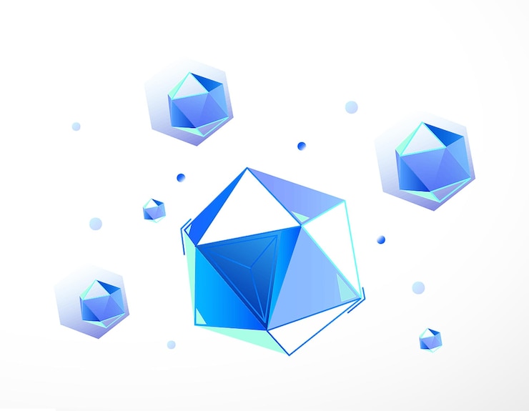 PSD blaue geometrische kristalle