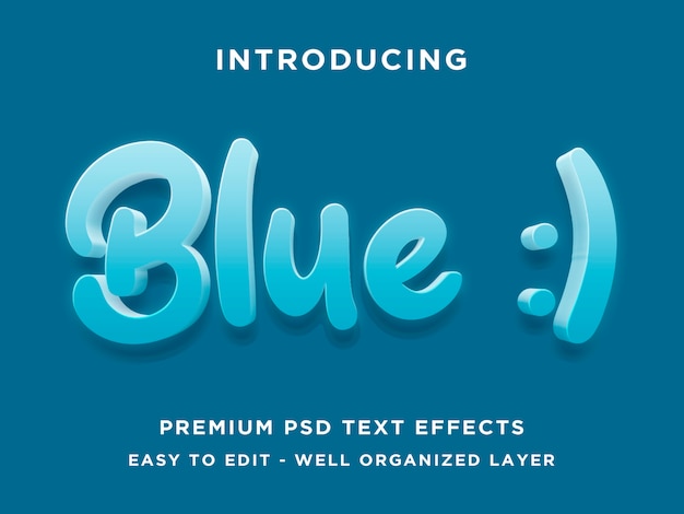 Blaue nette effekt-schablonen des text-3d