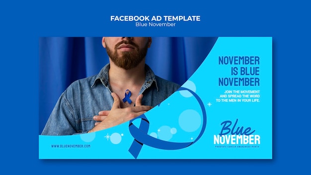 PSD blaue november-schablone des flachen designs