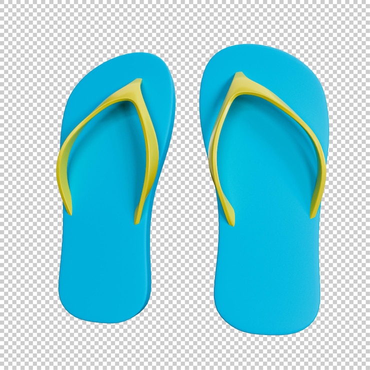 PSD blaue sandalen mit gelben riemen 3d-illustration