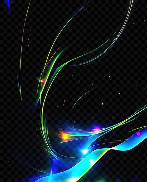 blaue und grüne Lichtwellen auf durchsichtigem Hintergrund