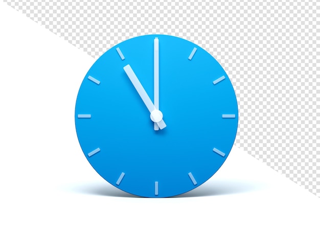 Blaue Wanduhr auf isoliertem Hintergrund mit Schatten 3D-Illustration 11 O39Uhr