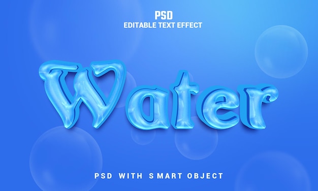 Blaue Wasser-Text-Effekt bearbeitbare PSD-Vorlage