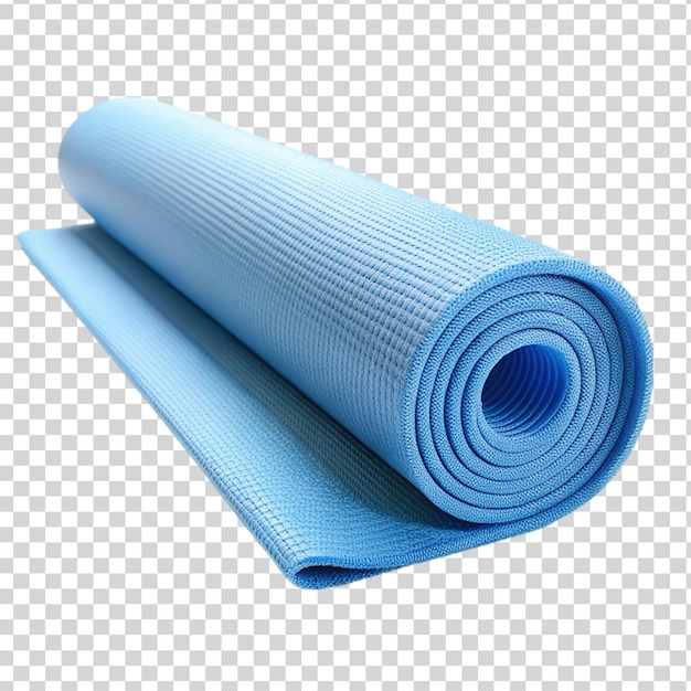 Blaue yoga-matte isoliert auf durchsichtigem hintergrund