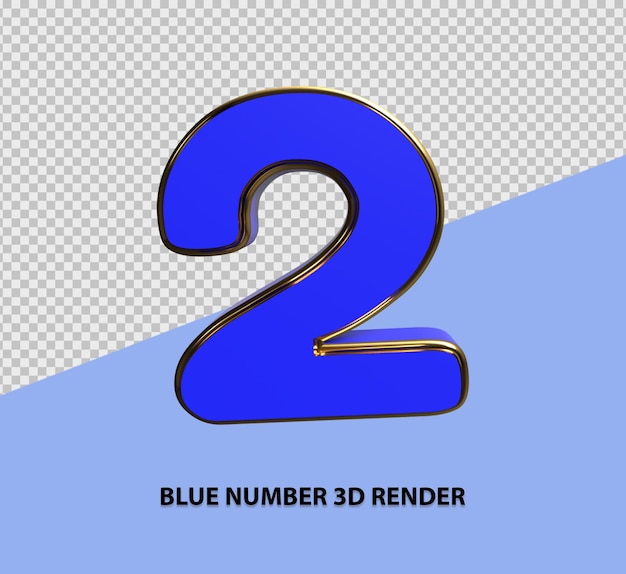 Blaue Zahl 3D-Render