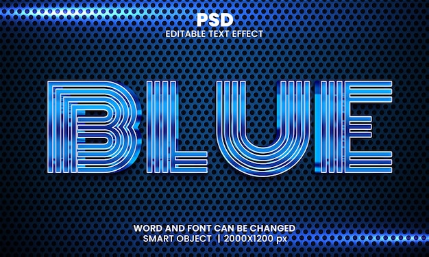 PSD blauer 3d-bearbeitbarer photoshop-texteffektstil mit modernem hintergrund