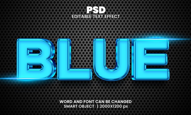 PSD blauer 3d-bearbeitbarer photoshop-texteffektstil mit modernem hintergrund