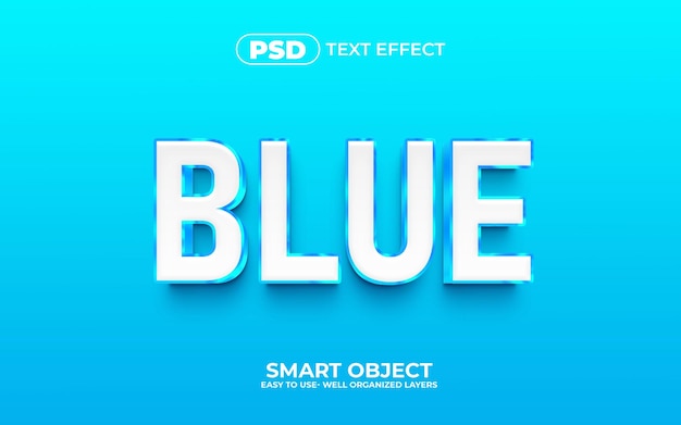 Blauer 3D-Texteffektstil Premium-PSD-Vorlage mit Hintergrund