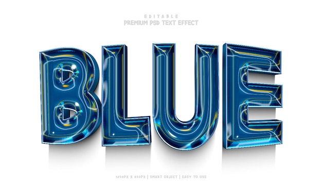 Blauer bearbeitbarer Premium-3D-PSD-Texteffekt