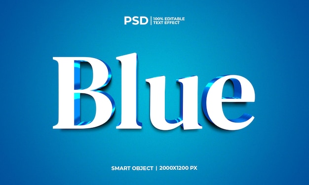 PSD blauer bearbeitbarer texteffekt