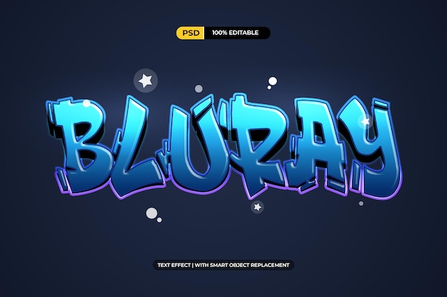 PSD blauer graffiti-texteffekt bearbeitbar