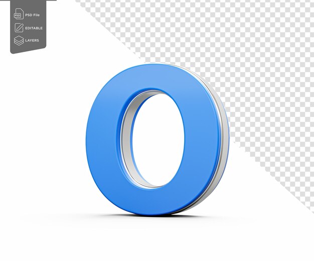 Blauer Großbuchstabe O glänzt mit seinem eleganten modernen Design Fette Schriftart mit scharfen Rändern 3D-Illustration