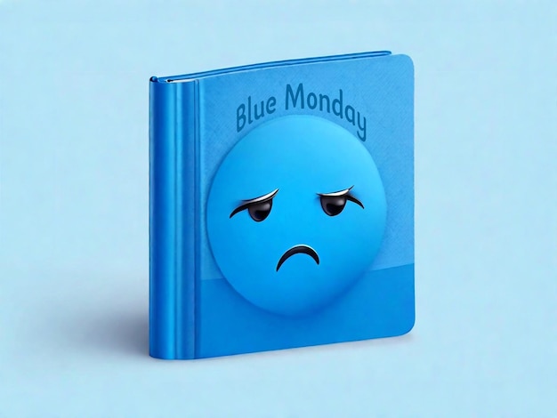 Blauer montag-hintergrund mit trauriger gesichtsikone