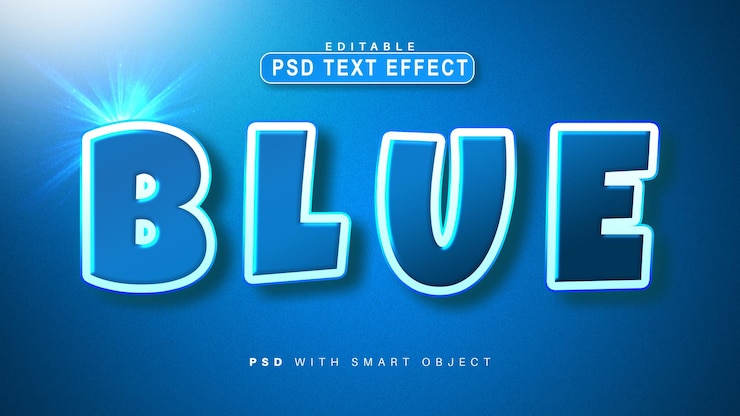 PSD blauer psd-text-effekt