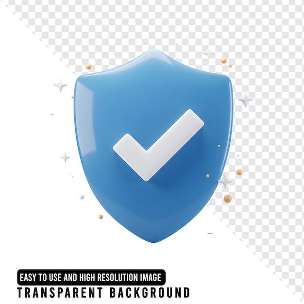Blauer Schild mit weißem Kontrollzeichen Sicherheit und Verifikationskonzept