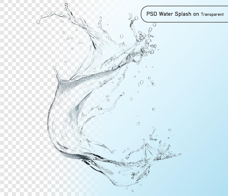 PSD blauer wasserspritz isoliert auf durchsichtigem hintergrund psd und png