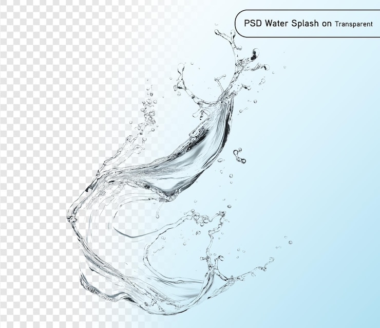 PSD blauer wasserspritz isoliert auf durchsichtigem hintergrund psd und png