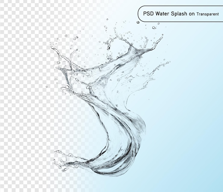 PSD blauer wasserspritz isoliert auf durchsichtigem hintergrund psd und png