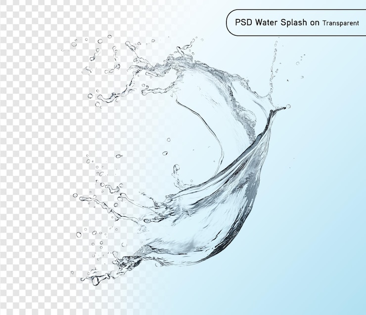 PSD blauer wasserspritz isoliert auf durchsichtigem hintergrund psd und png