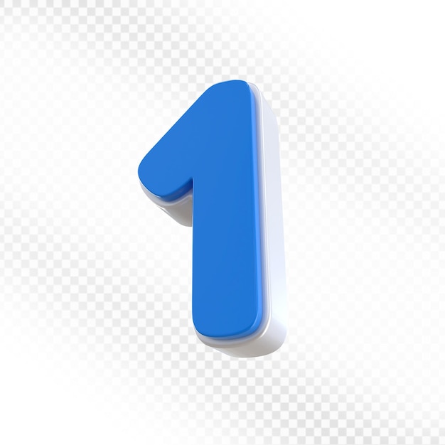 Blaues 3D-Rendering der Zahl 1