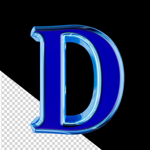 Blaues 3d-symbol in einem blauen eisrahmen