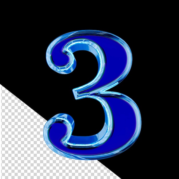 Blaues 3D-Symbol in einem blauen Eisrahmen