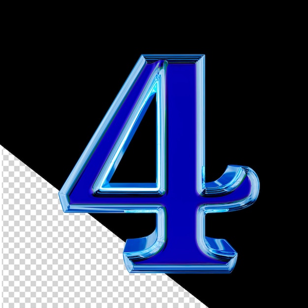 Blaues 3d-symbol in einem blauen eisrahmen