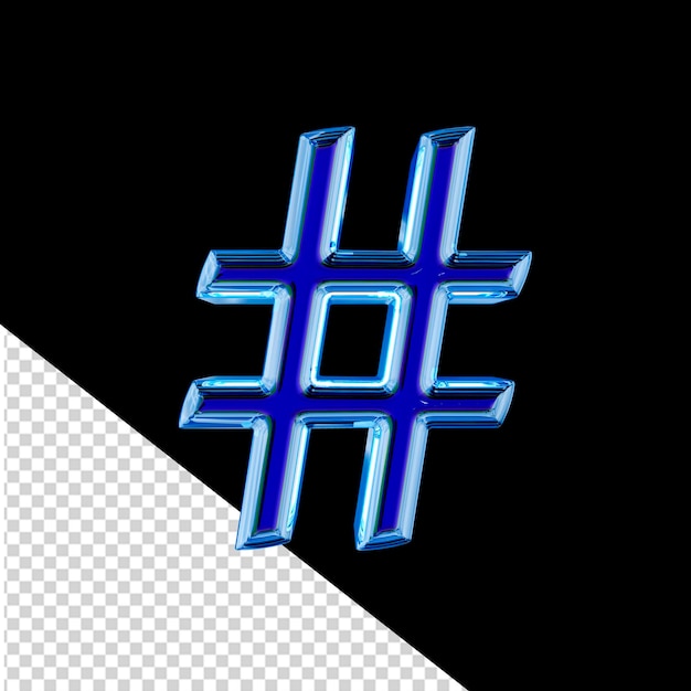 PSD blaues 3d-symbol in einem blauen eisrahmen