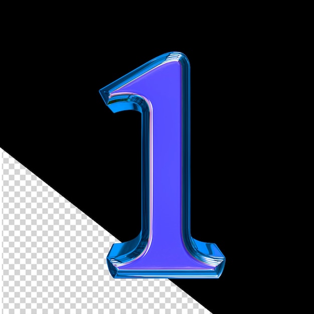 Blaues 3D-Symbol in einem blauen Rahmen Nummer 1