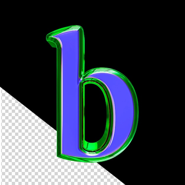 Blaues 3d-symbol in einem grünen rahmenbuchstabe b