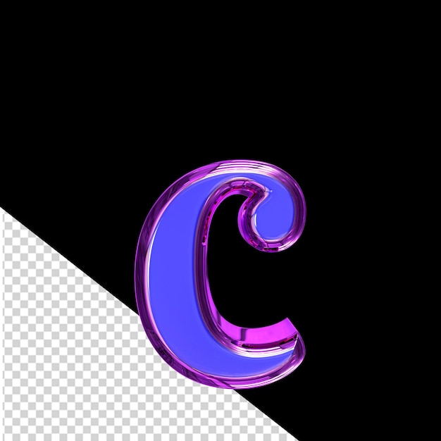Blaues 3d-symbol in einem lila rahmenbuchstabe c