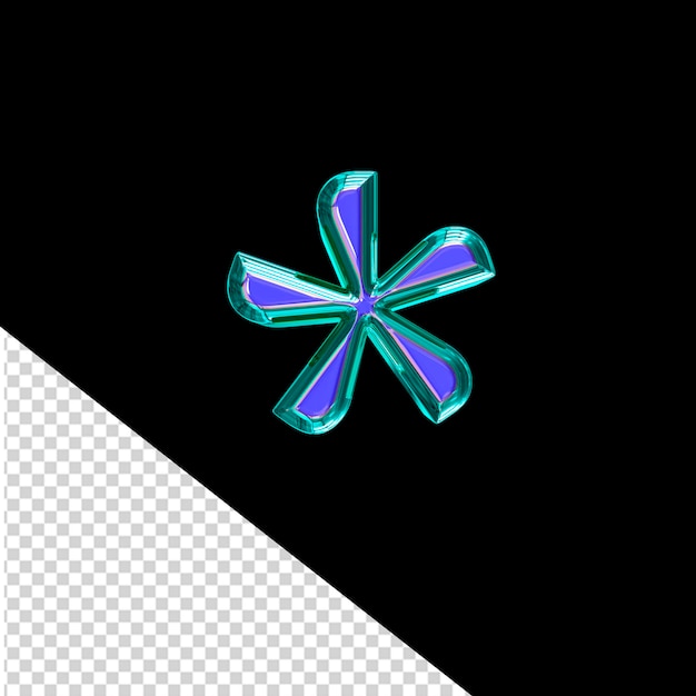 Blaues 3D-Symbol in einem türkisfarbenen Rahmen
