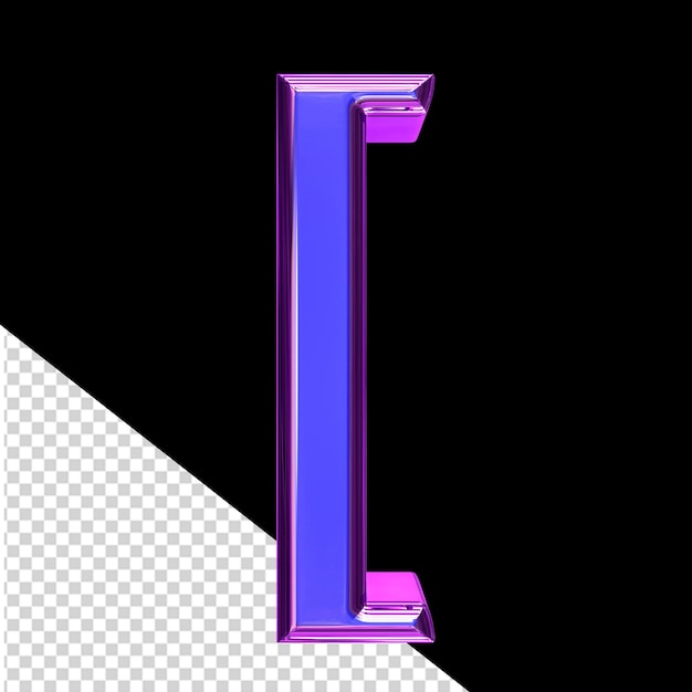 Blaues 3d-symbol in einem violetten rahmen