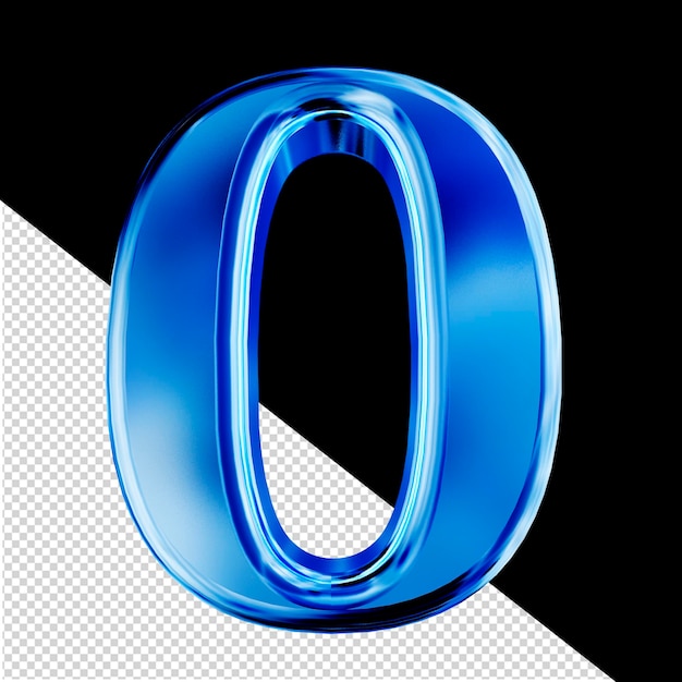 Blaues 3D-Symbol mit der Schrägzahl 0