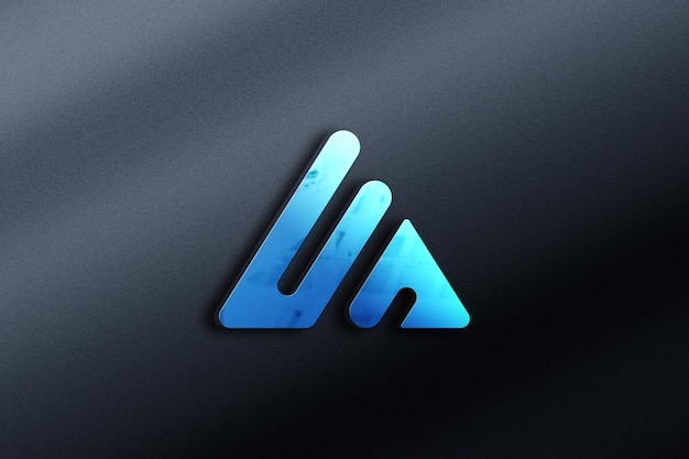 Blaues 3D-Wand-Logo-Mockup