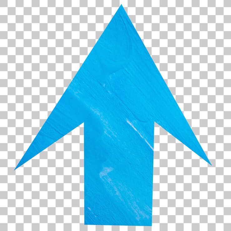 PSD blaues aquarellpapierpfeilzeichen auf durchsichtigem hintergrund