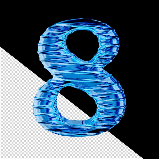 Blaues eis 3d-symbol mit der nummer 8