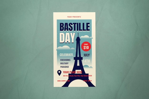 Blaues flaches Design Instagram-Geschichte zur Feier des Bastille-Tages