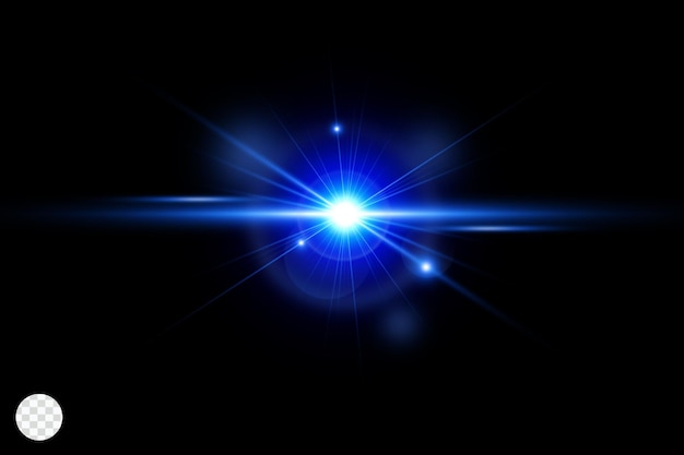 PSD blaues licht flackert transparenter blendenfleck auf schwarzem hintergrund