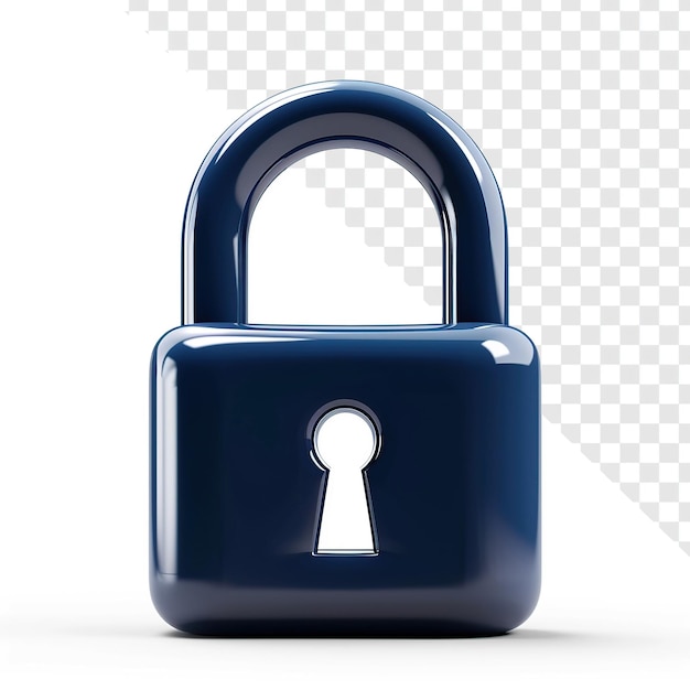 Blaues Matte-Lock 3D-Symbol Glatter abgerundeter durchsichtiger Hintergrund